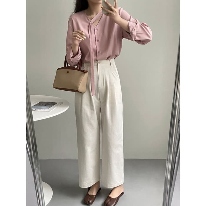 骨格ナチュラルワイドレッグパンツ