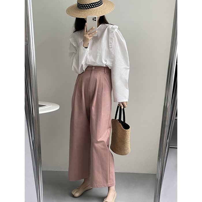 骨格ナチュラルワイドレッグパンツ
