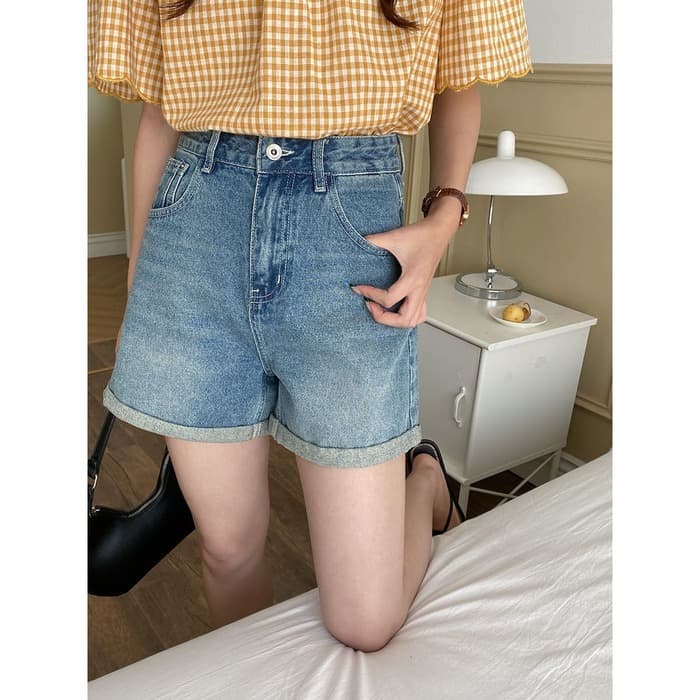 骨格ナチュラルデニムショートパンツ