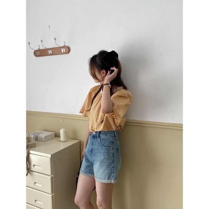 骨格ナチュラルデニムショートパンツ