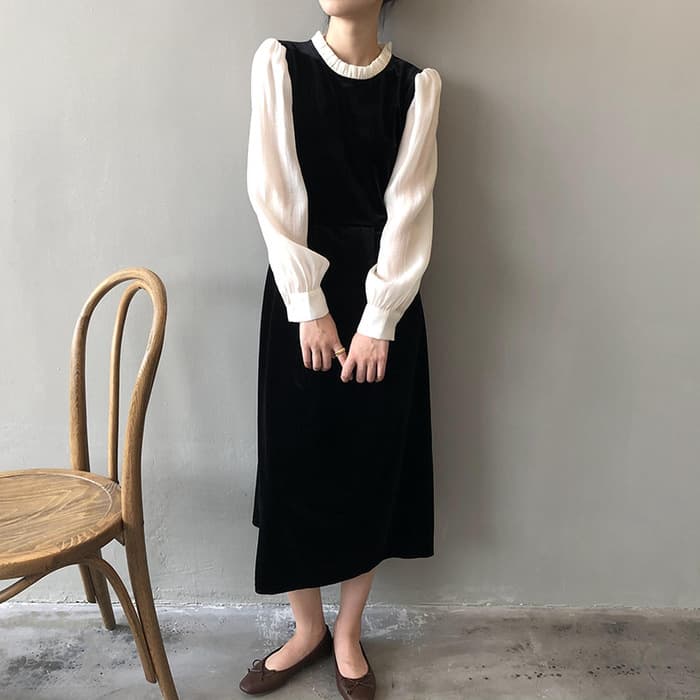 骨格ナチュラルフレンチヘボンスタイルワンピース