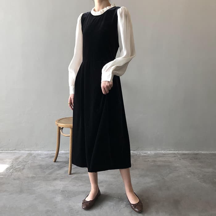 骨格ナチュラルフレンチヘボンスタイルワンピース