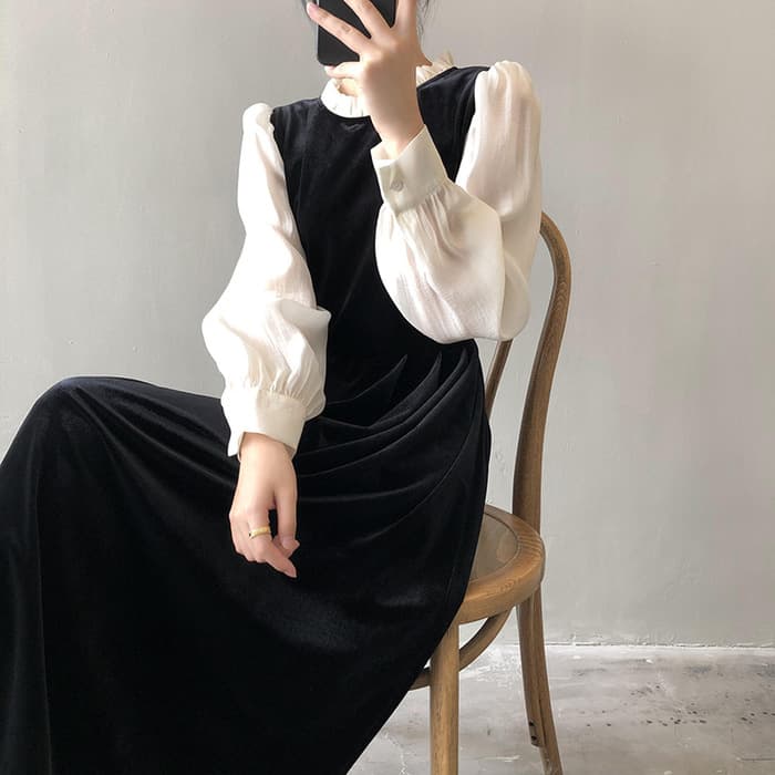 骨格ナチュラルフレンチヘボンスタイルワンピース