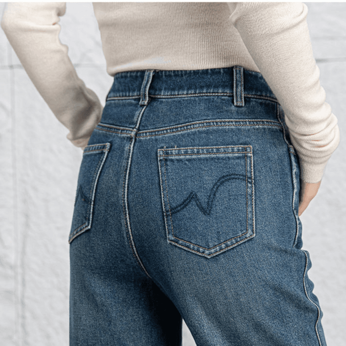 骨格ナチュラルワイドレッグデニムパンツ