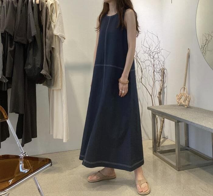 骨格ナチュラルアメリカンスリーブワンピース