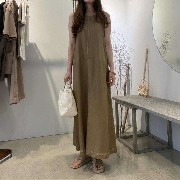 骨格ナチュラルアメリカンスリーブワンピース