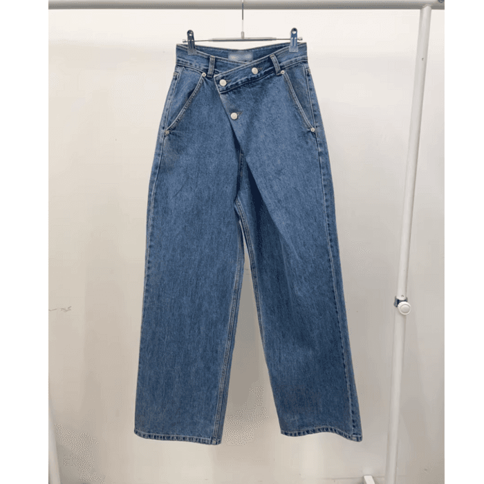 骨格ナチュラルワイドレッグデニムパンツ