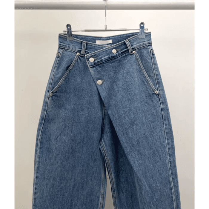 骨格ナチュラルワイドレッグデニムパンツ