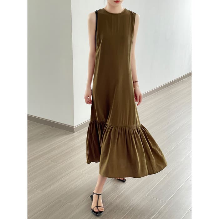 骨格ナチュラルノースリーブマーメイドワンピース