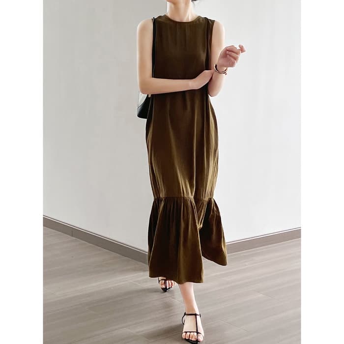 骨格ナチュラルノースリーブマーメイドワンピース