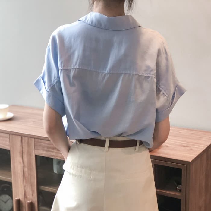 骨格ナチュラルテンセルリネン半袖シャツ