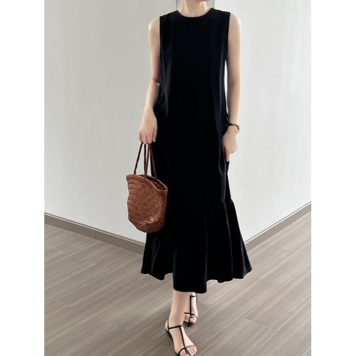 骨格ナチュラルノースリーブマーメイドワンピース