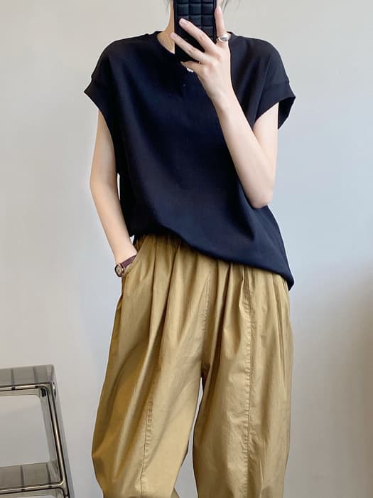 骨格ナチュラルノースリーブオーバーサイズTシャツ