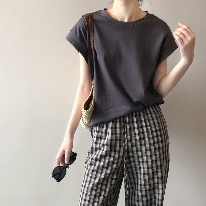 骨格ナチュラルノースリーブオーバーサイズTシャツ