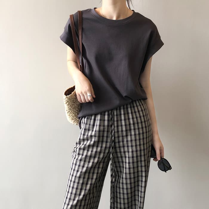 骨格ナチュラルノースリーブオーバーサイズTシャツ