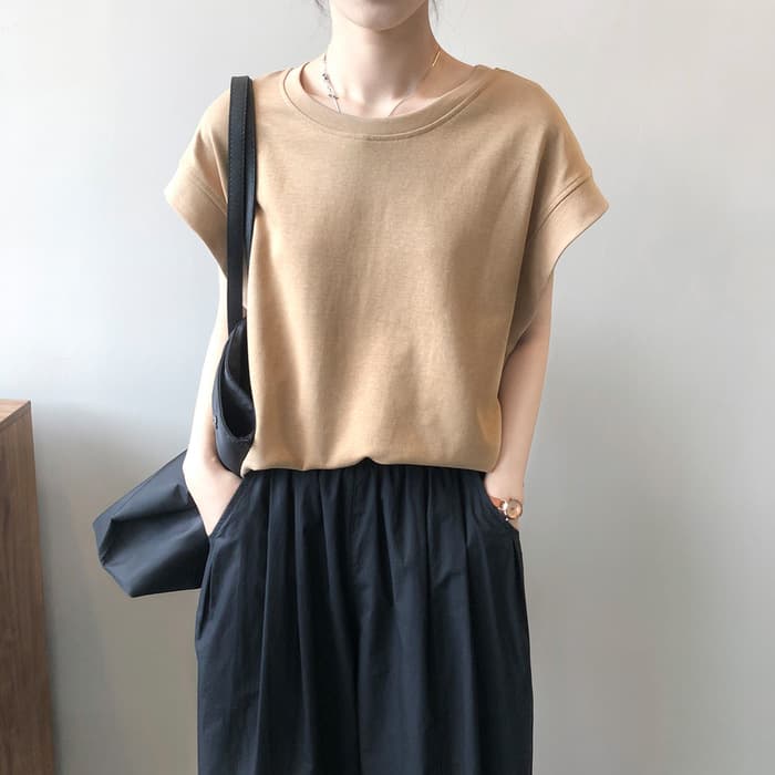 骨格ナチュラルノースリーブオーバーサイズTシャツ