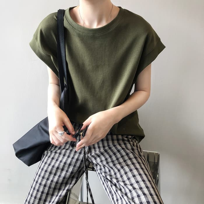 骨格ナチュラルノースリーブオーバーサイズTシャツ