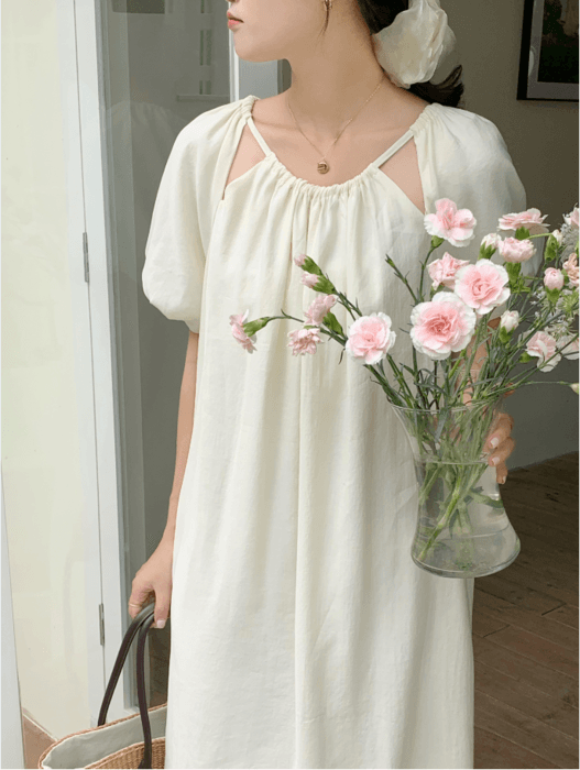 骨格ナチュラルフレアロングワンピース