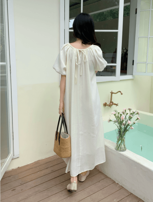 骨格ナチュラルフレアロングワンピース