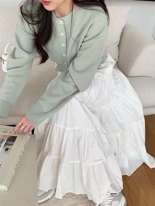 骨格ナチュラルフレアロングスカート