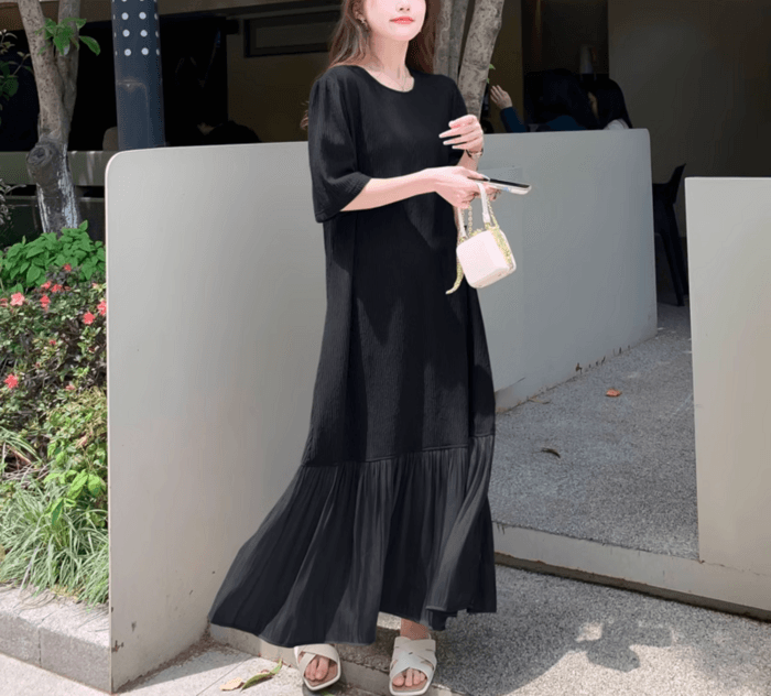 骨格ナチュラルフレア Aライン プリーツワンピース