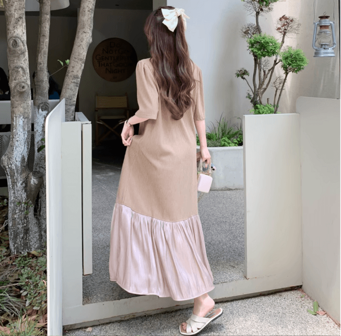 骨格ナチュラルフレア Aライン プリーツワンピース