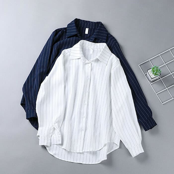 骨格ナチュラルストライプシャツ