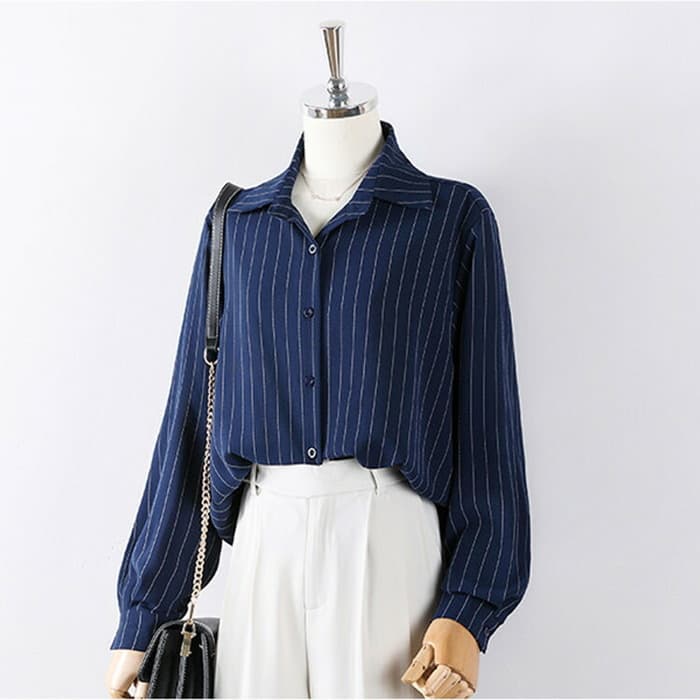 骨格ナチュラルストライプシャツ