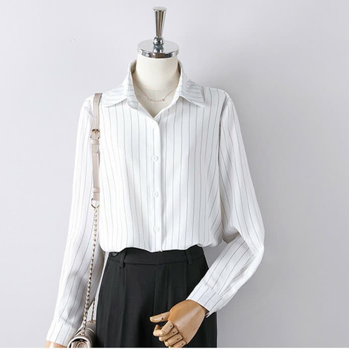 骨格ナチュラルストライプシャツ