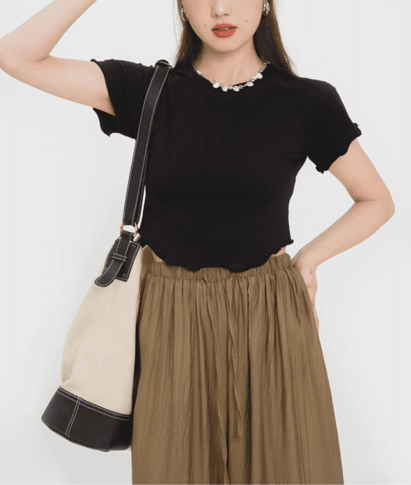 骨格ナチュラルソフトワックスワイドレッグパンツ