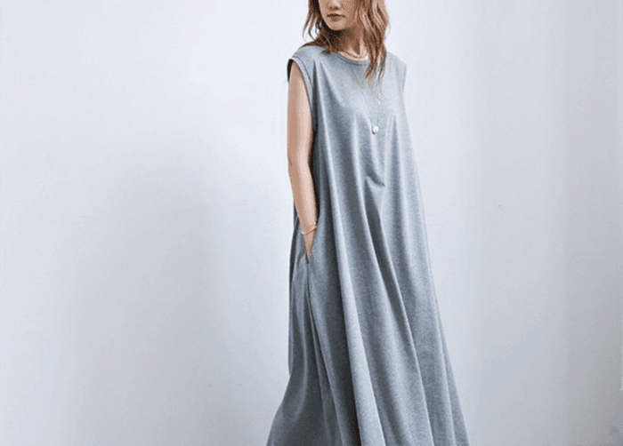 骨格ナチュラルフレアポケット付ワンピース