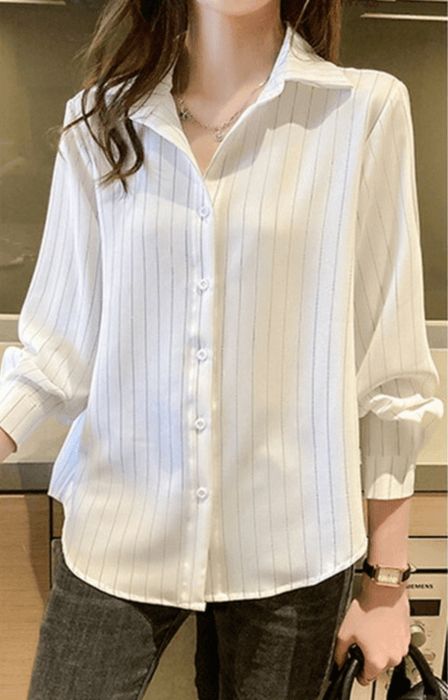 骨格ナチュラルストライプシャツ