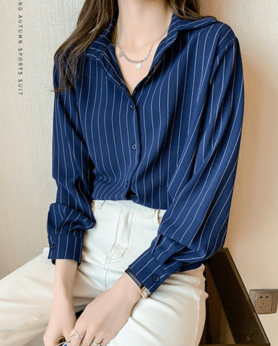 骨格ナチュラルストライプシャツ