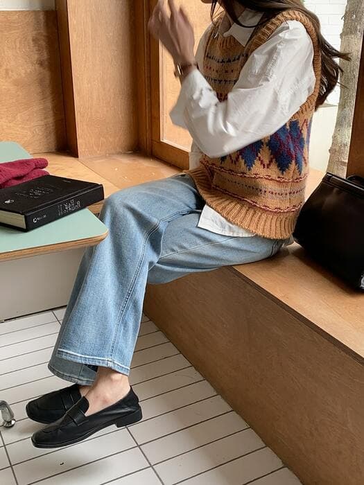 骨格ナチュラルワイドウォッシュデニムパンツ