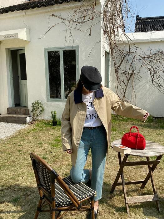 骨格ナチュラルクロップドデニムパンツ