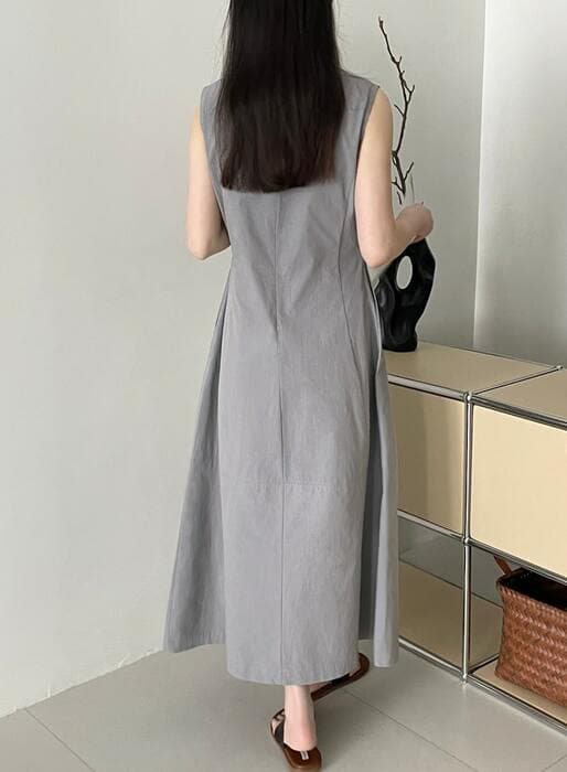 骨格ナチュラルコットンワンピース