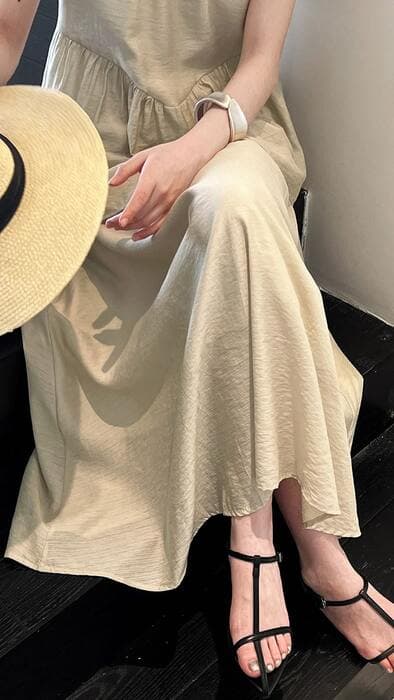 骨格ナチュラルノースリーブ×ロングスカートセットアップ