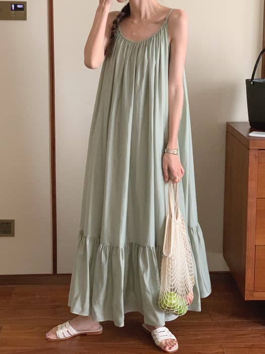 骨格ナチュラルティアードキャミワンピース