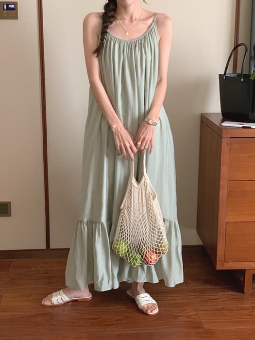 骨格ナチュラルティアードキャミワンピース