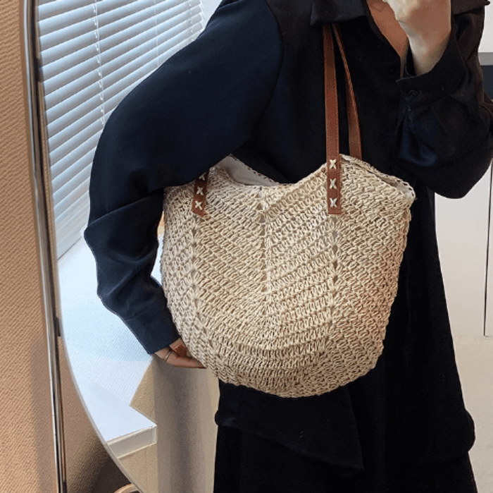 骨格ナチュラルあご編みショルダーバッグ