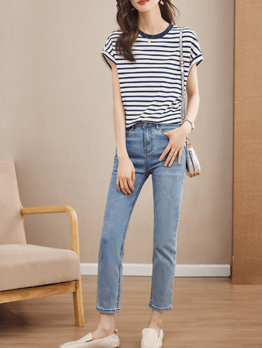 骨格ナチュラルドロップショルダーTシャツトップス