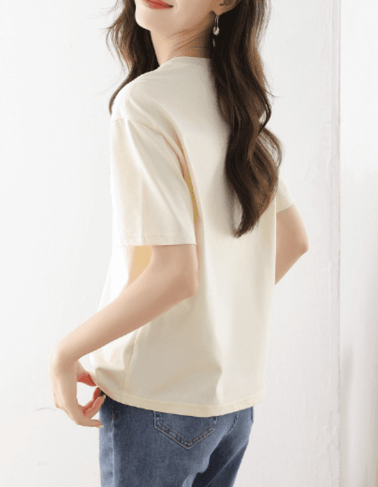 骨格ナチュラルサイドポケットTシャツトップス