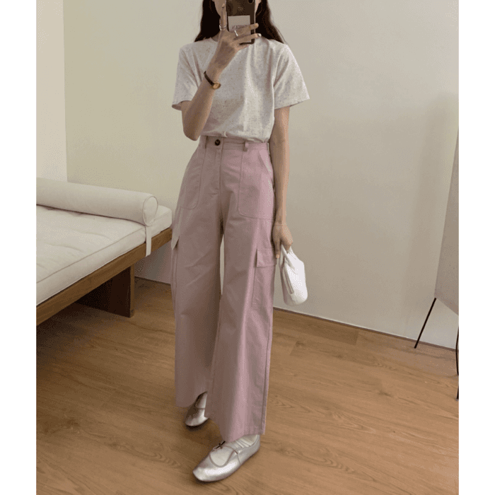 骨格ナチュラルストレートカーゴカジュアルパンツ