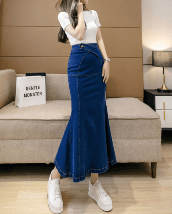 骨格ナチュラルデニムマーメイドスカート