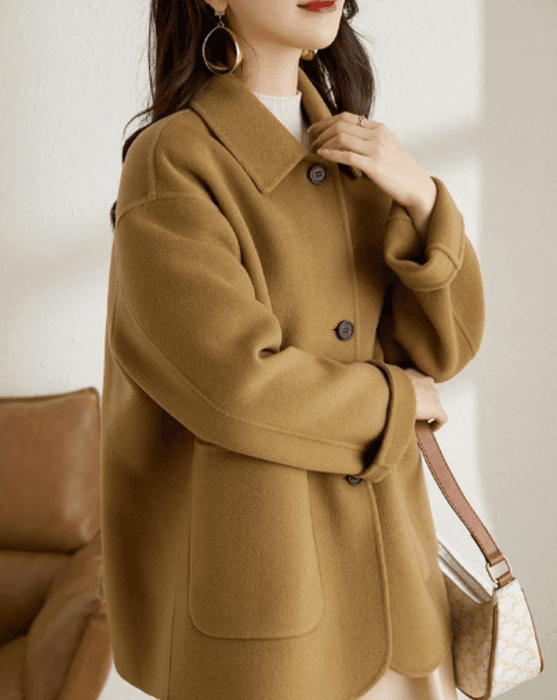 骨格ナチュラルシンプルミドル丈コート