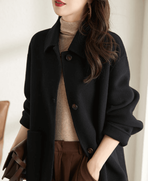 骨格ナチュラルシンプルミドル丈コート
