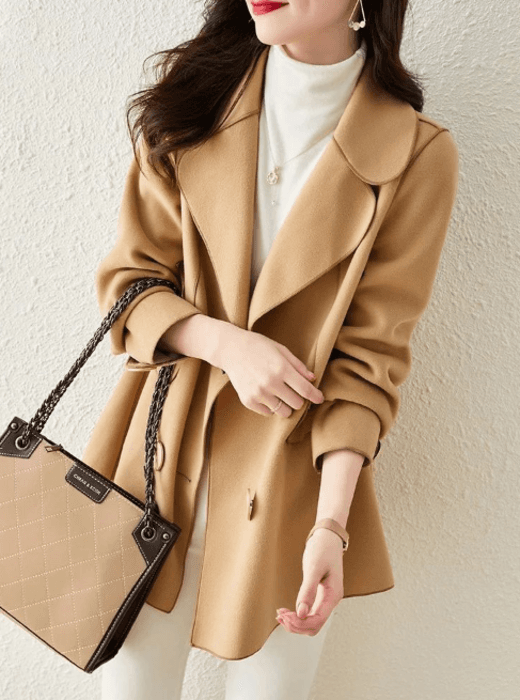 骨格ナチュラルキャメルブレストコート