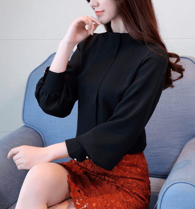 骨格ナチュラルシンプルノーカラーブラウストップス