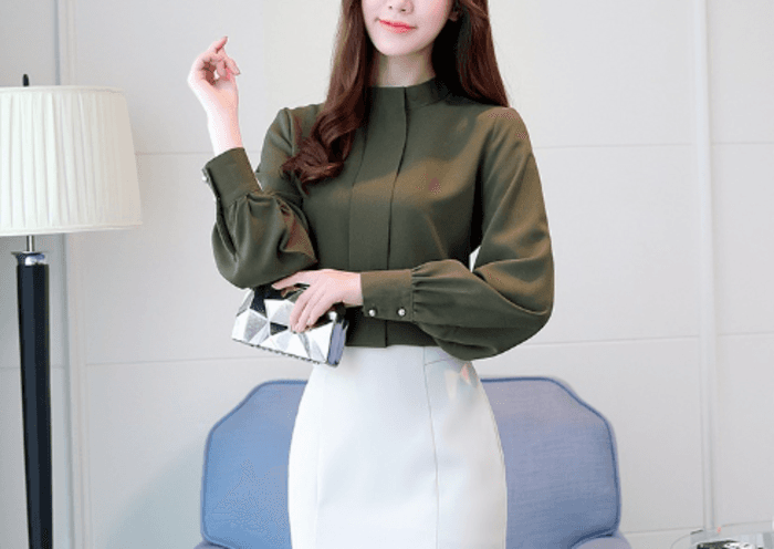 骨格ナチュラルシンプルノーカラーブラウストップス