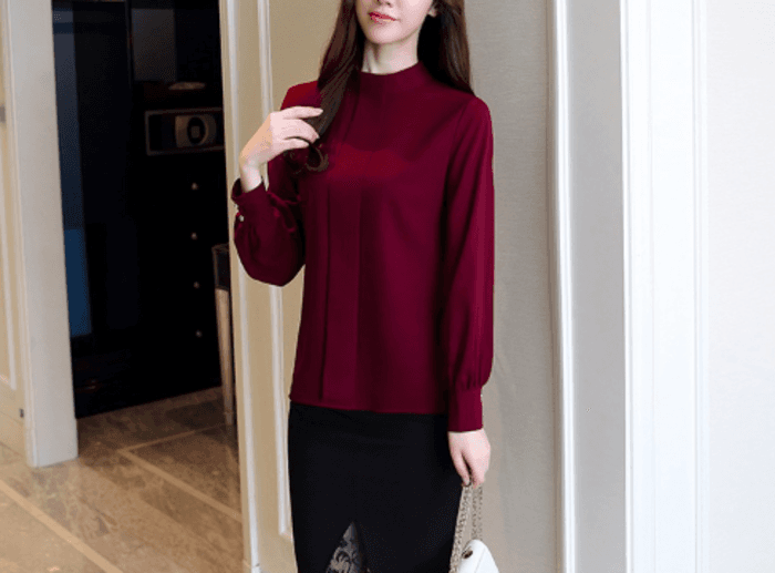 骨格ナチュラルシンプルノーカラーブラウストップス